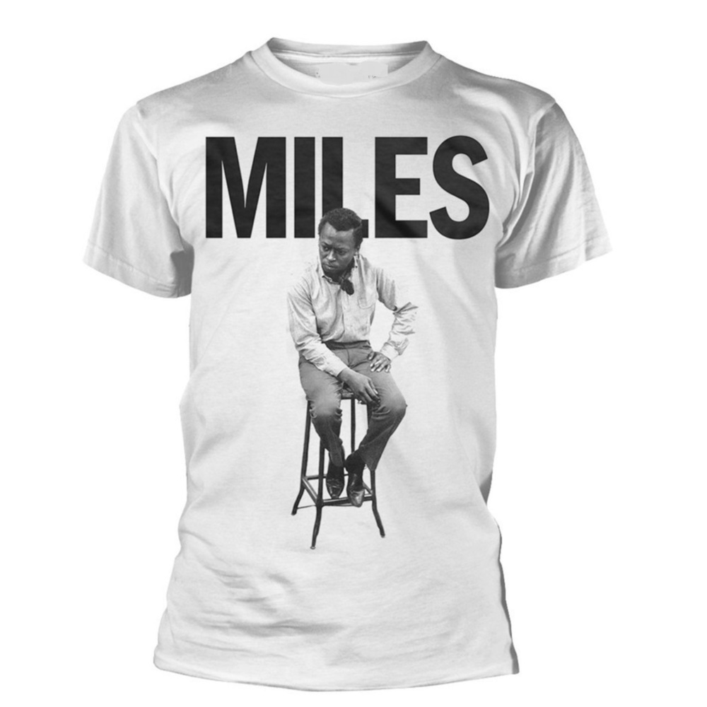 White Graphic Tee with MILES Print